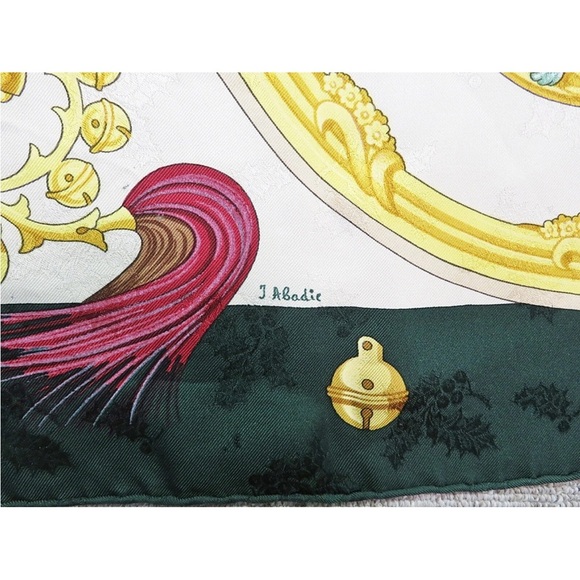 Hermes Green and Gold Silk Scarf - Picture 7 of 11